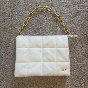 House Of Want White Vegan Leather Shoulder Bag with Removable Chain Strap